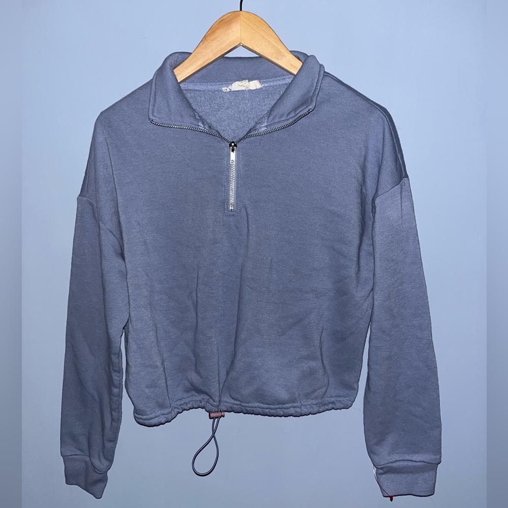 Dusty‎ Blue cropped 1/4 zip